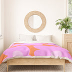 Pastel Pink Retro Flowers Orange Background #decor #society6 #buyart Duvet Cover Gallery Image 3