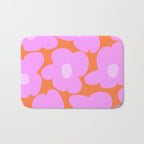 Pastel Pink Retro Flowers Orange Background #decor #society6 #buyart Bath Mat Gallery Image 1