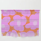 Pastel Pink Retro Flowers Orange Background #decor #society6 #buyart Wall Hanging Gallery Image 1