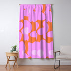 Pastel Pink Retro Flowers Orange Background #decor #society6 #buyart Window Curtain Gallery Image 5