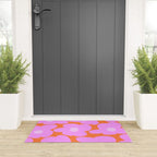 Pastel Pink Retro Flowers Orange Background #decor #society6 #buyart Welcome Mat Gallery Image 3