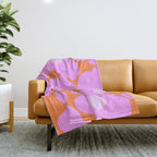 Pastel Pink Retro Flowers Orange Background #decor #society6 #buyart Throw Blanket Gallery Image 1