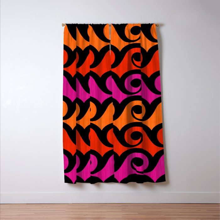 Surf's Up Waves Colorful Pattern  Window Curtain Gallery Image 3