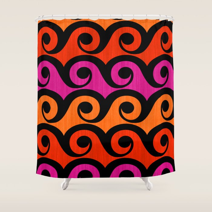 Surf's Up Waves Colorful Pattern  Shower Curtain Gallery Image 1