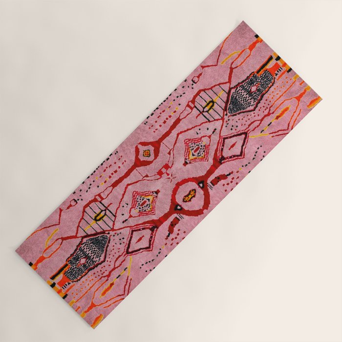 Traditional Pink Moroccan Rug Artwork Yoga Mat Gallery Image 1