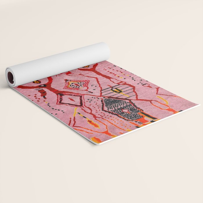 Traditional Pink Moroccan Rug Artwork Yoga Mat Gallery Image 2