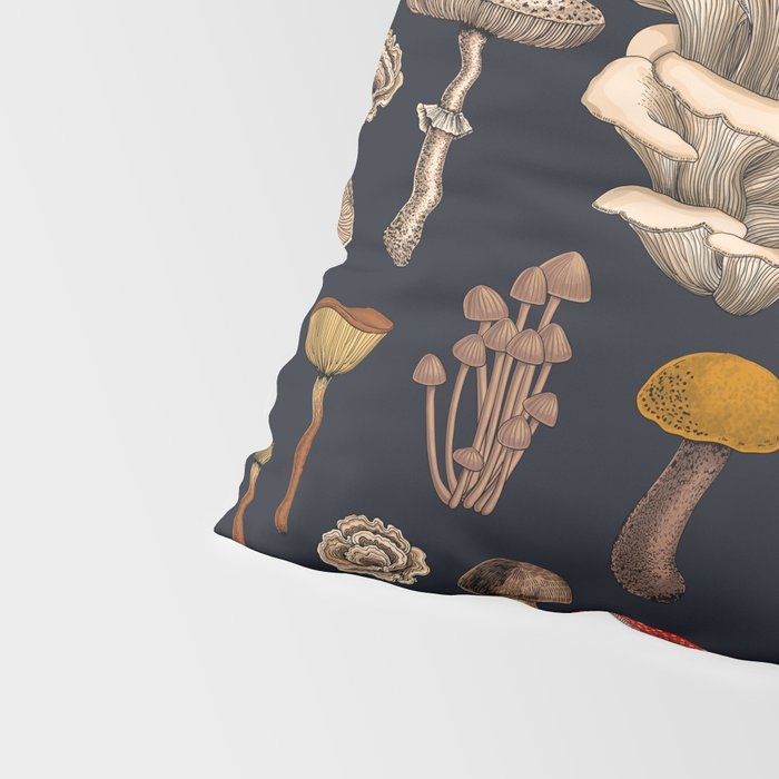Wild Mushrooms  on graphite black Pillow Sham Gallery Image 4