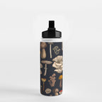 Wild Mushrooms  on graphite black Water Bottle Gallery Image 2