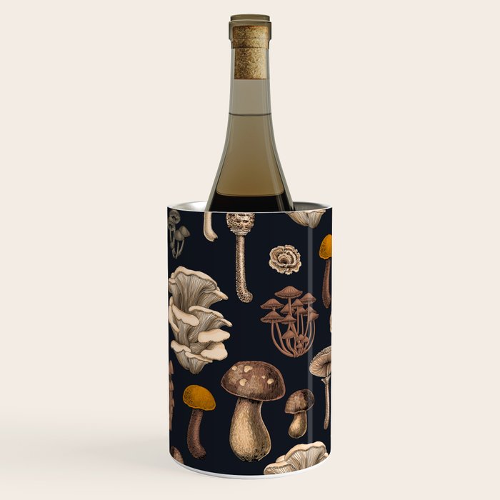 Wild Mushrooms  on graphite black Wine Chiller Gallery Image 1