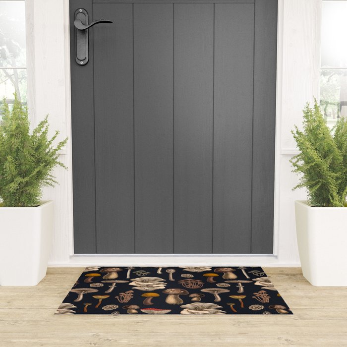 Wild Mushrooms  on graphite black Welcome Mat Gallery Image 3