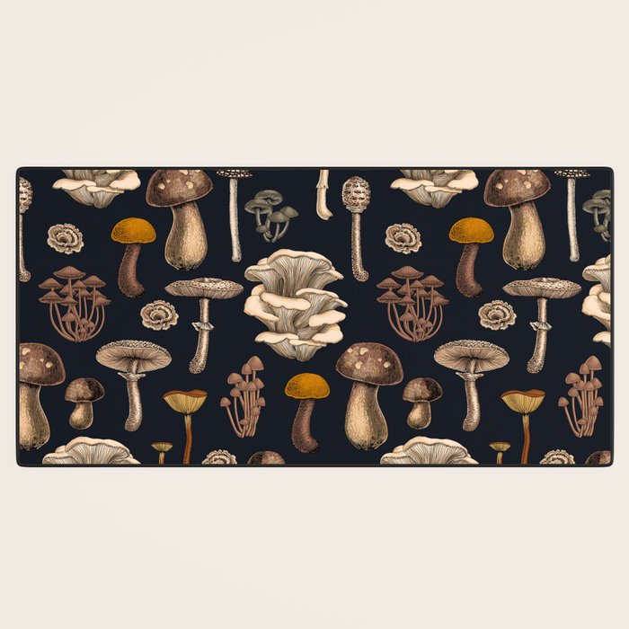Wild Mushrooms  on graphite black Desk Mat Gallery Image 3