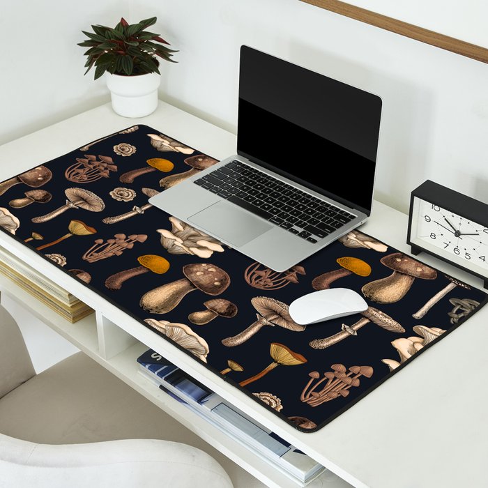 Wild Mushrooms  on graphite black Desk Mat Gallery Image 2