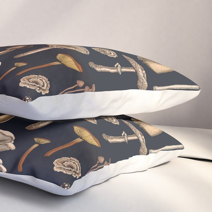 Wild Mushrooms  on graphite black Pillow Sham Gallery Image 3