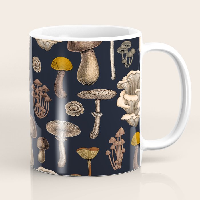 Wild Mushrooms  on graphite black Coffee Mug Gallery Image 1