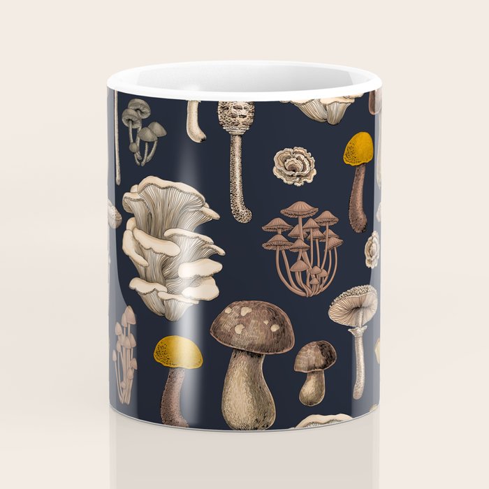 Wild Mushrooms  on graphite black Coffee Mug Gallery Image 4