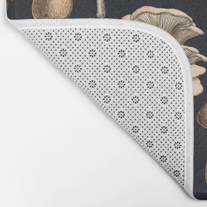 Wild Mushrooms  on graphite black Bath Mat Gallery Image 2