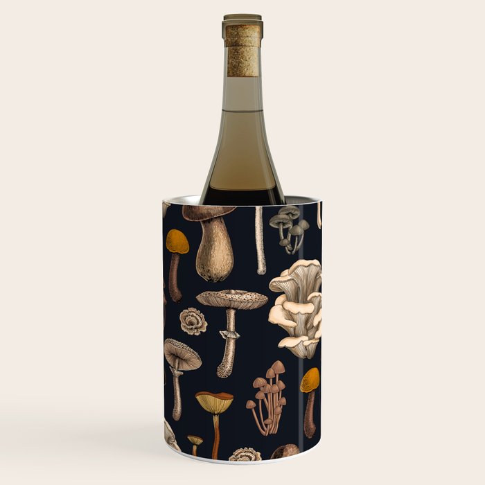 Wild Mushrooms  on graphite black Wine Chiller Gallery Image 2