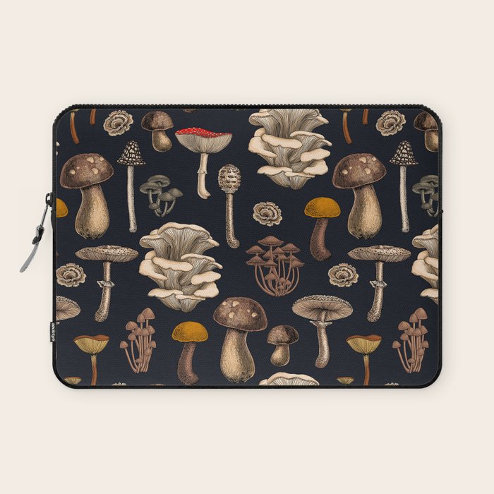 Wild Mushrooms  on graphite black Laptop Sleeve Gallery Image 1