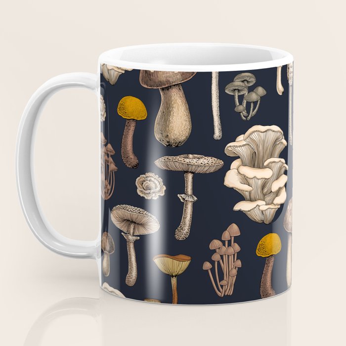 Wild Mushrooms  on graphite black Coffee Mug Gallery Image 3