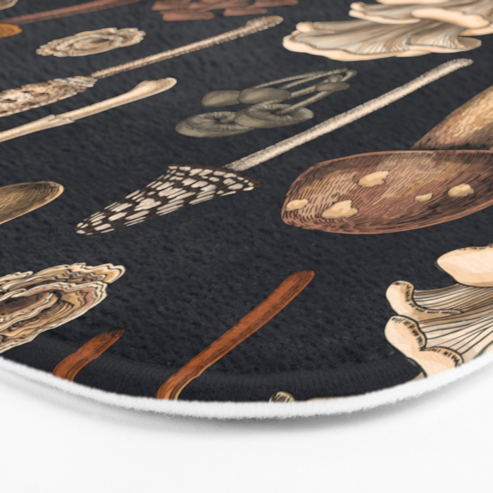 Wild Mushrooms  on graphite black Bath Mat Gallery Image 3