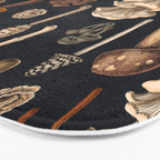 Wild Mushrooms  on graphite black Bath Mat Gallery Image 3