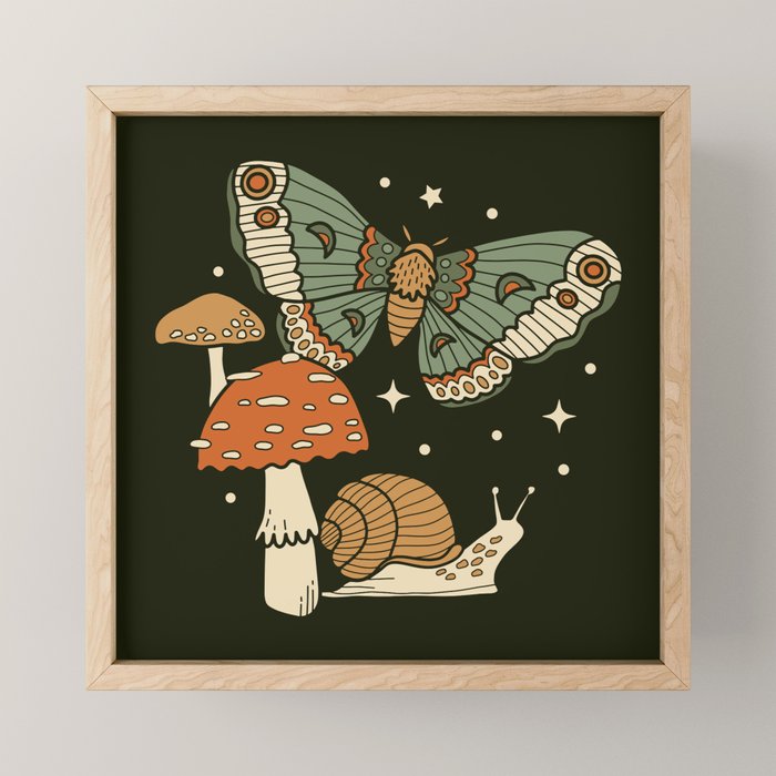 Mushroom Garden Winter Night Mini Art Print Gallery Image 1