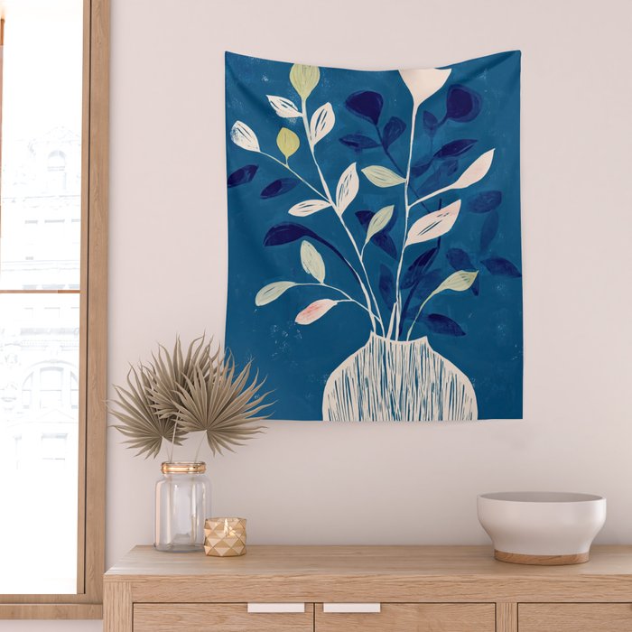 Flowers in a White Vase Wall Tapestry Gallery Image 2
