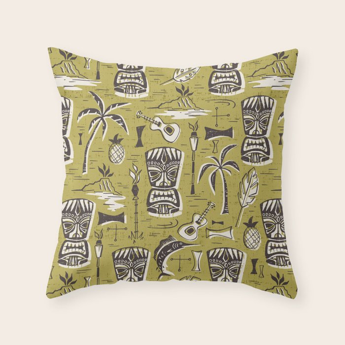Tropical Tiki Green Throw Pillow Gallery Image 6