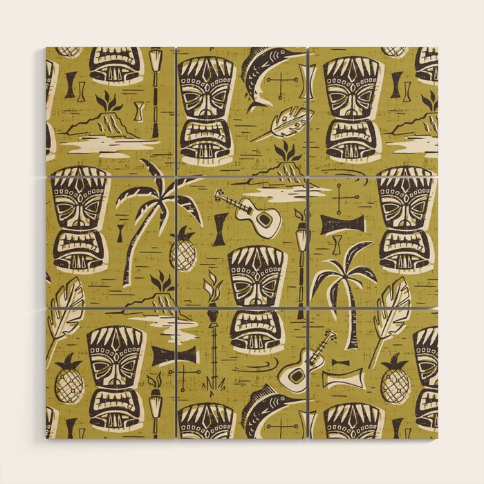 Tropical Tiki Green Wood Wall Art Gallery Image 1