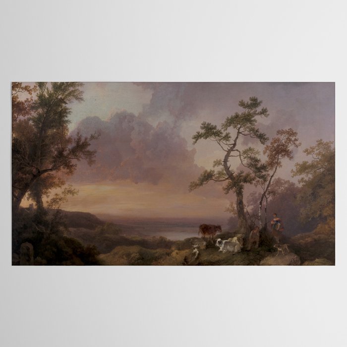 Landscape with Cattle and Peasant Oil painting Tablecloth Gallery Image 2