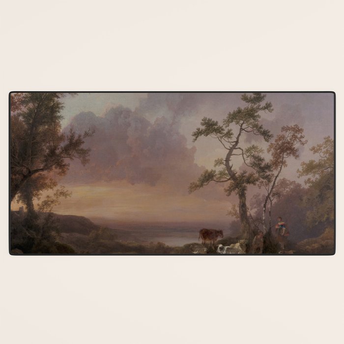 Landscape with Cattle and Peasant Oil painting Desk Mat Gallery Image 3