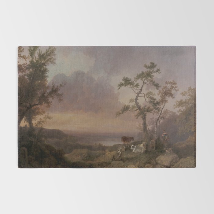 Landscape with Cattle and Peasant Oil painting Rug Gallery Image 2