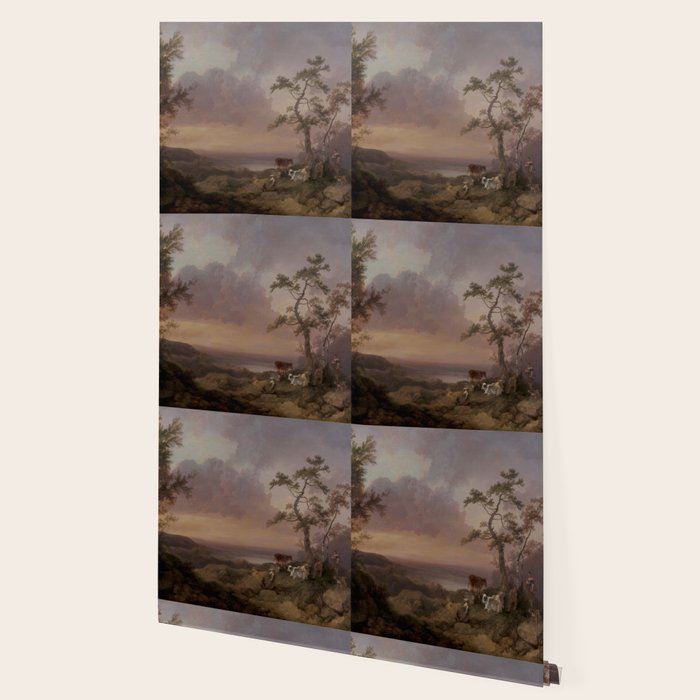 Landscape with Cattle and Peasant Oil painting Wallpaper Gallery Image 2