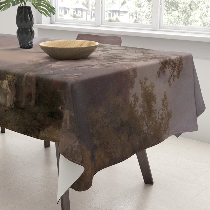 Landscape with Cattle and Peasant Oil painting Tablecloth Gallery Image 3