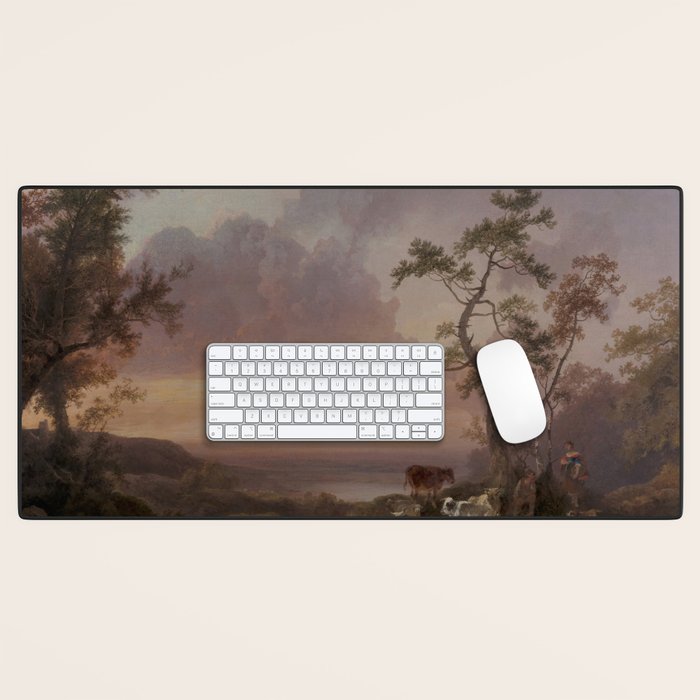 Landscape with Cattle and Peasant Oil painting Desk Mat Gallery Image 1