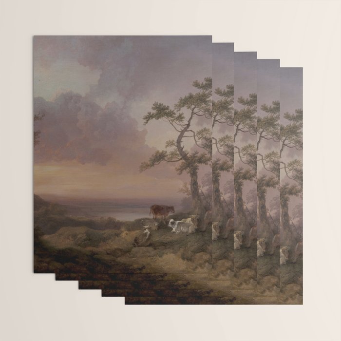 Landscape with Cattle and Peasant Oil painting Wrapping Paper Gallery Image 3