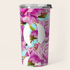 Love, Floral Typography Valentine's Graphic Design, Eclectic Modern Boho Botanical Rose Illustration Travel Mug Gallery Image 2