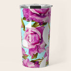 Love, Floral Typography Valentine's Graphic Design, Eclectic Modern Boho Botanical Rose Illustration Travel Mug Gallery Image 1
