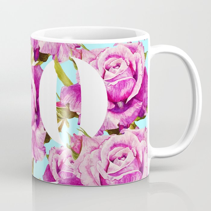 Love, Floral Typography Valentine's Graphic Design, Eclectic Modern Boho Botanical Rose Illustration Coffee Mug Gallery Image 1