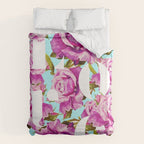 Love, Floral Typography Valentine's Graphic Design, Eclectic Modern Boho Botanical Rose Illustration Duvet Cover Gallery Image 6