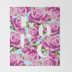 Love, Floral Typography Valentine's Graphic Design, Eclectic Modern Boho Botanical Rose Illustration Throw Blanket Gallery Image 2