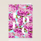 Love, Floral Typography Valentine's Graphic Design, Eclectic Modern Boho Botanical Rose Illustration Stationery Card Gallery Image 2