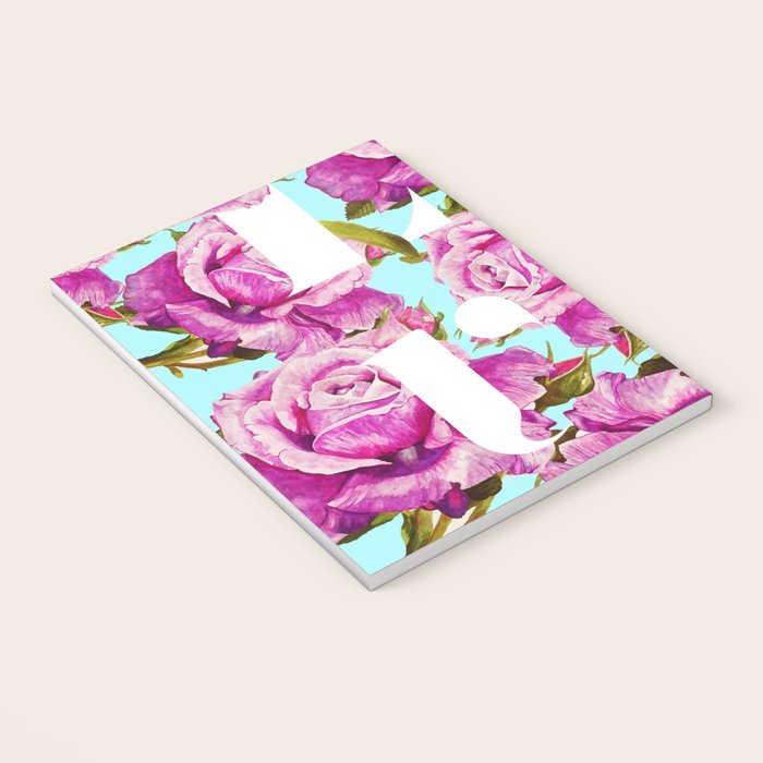 Love, Floral Typography Valentine's Graphic Design, Eclectic Modern Boho Botanical Rose Illustration Notebook Gallery Image 3