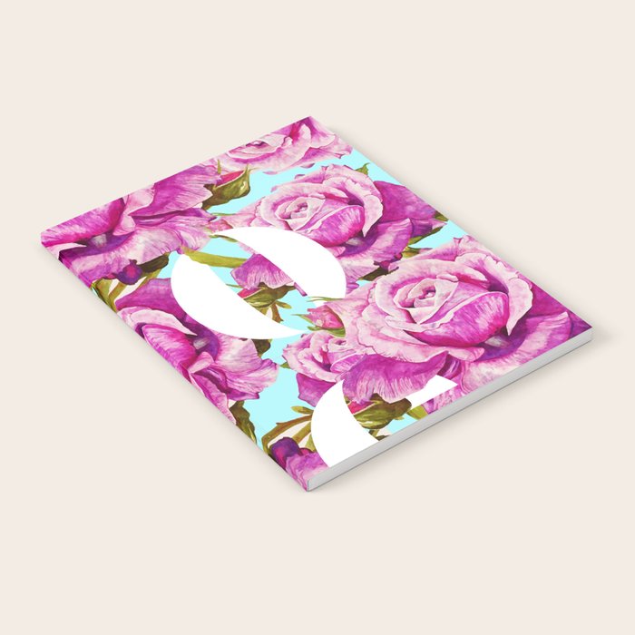 Love, Floral Typography Valentine's Graphic Design, Eclectic Modern Boho Botanical Rose Illustration Notebook Gallery Image 2
