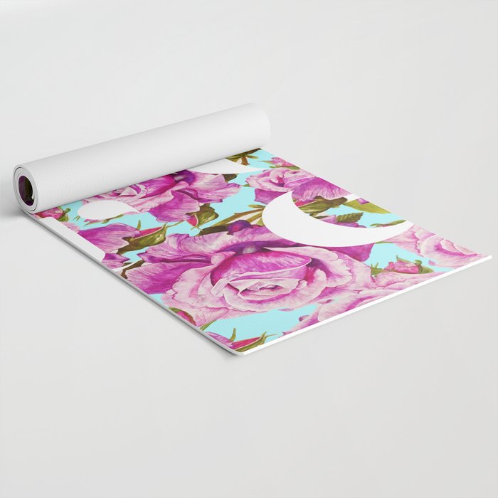 Love, Floral Typography Valentine's Graphic Design, Eclectic Modern Boho Botanical Rose Illustration Yoga Mat Gallery Image 2