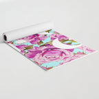 Love, Floral Typography Valentine's Graphic Design, Eclectic Modern Boho Botanical Rose Illustration Yoga Mat Gallery Image 2