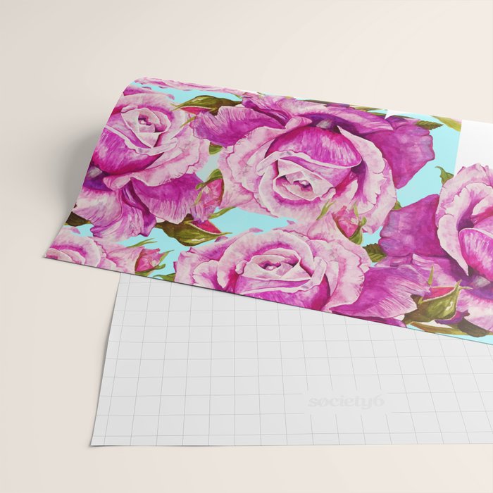 Love, Floral Typography Valentine's Graphic Design, Eclectic Modern Boho Botanical Rose Illustration Wrapping Paper Gallery Image 2