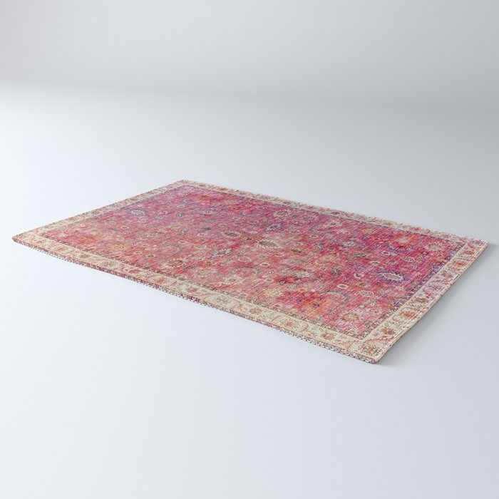 N45 - Pink Vintage Traditional Moroccan Boho & Farmhouse Style Artwork. Rug Gallery Image 3