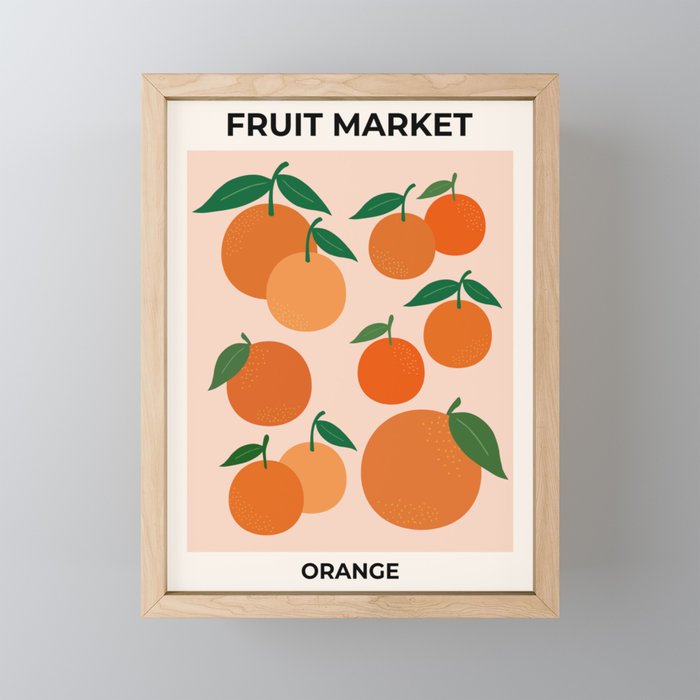 Fruit Market Print Oranges Fruit Art Orange Fruit Market Aesthetic Food Art Modern Decor Mini Art Print Gallery Image 1