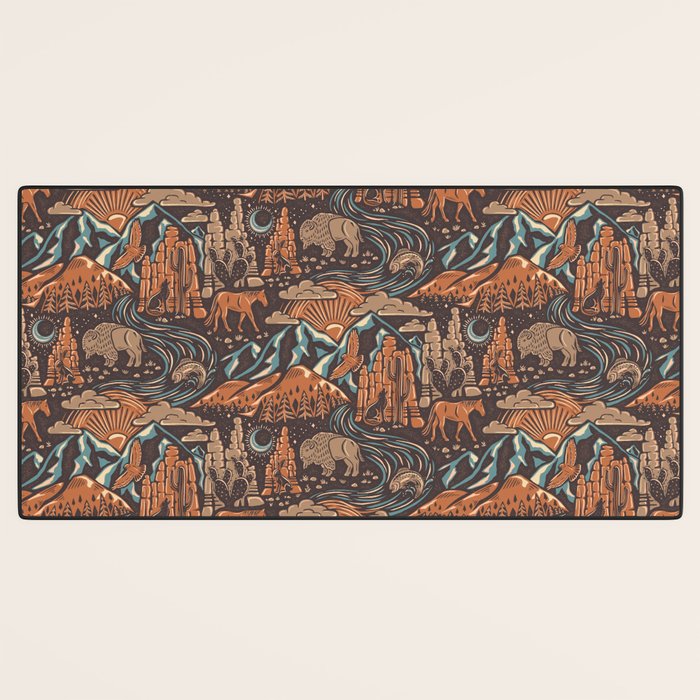 Wild West - Brown, Orange, and Blue  Desk Mat Gallery Image 3